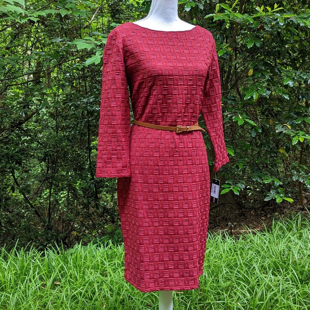 SHARAGANO Knee Length Wear to Work Dress in Cherry Wine Size 12 New